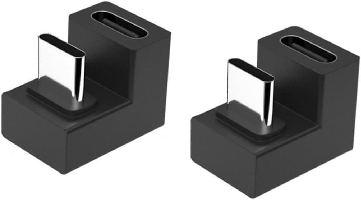 2X U-vormige 180 graden gehoekte USB C 3.1-adapter, 10 Gbps USB C mannelijke naar vrouwelijke elleboogkoppelingsconnector, Type C OTG-adapter voor MacBook, voor Switch, voor Samsung Galaxy