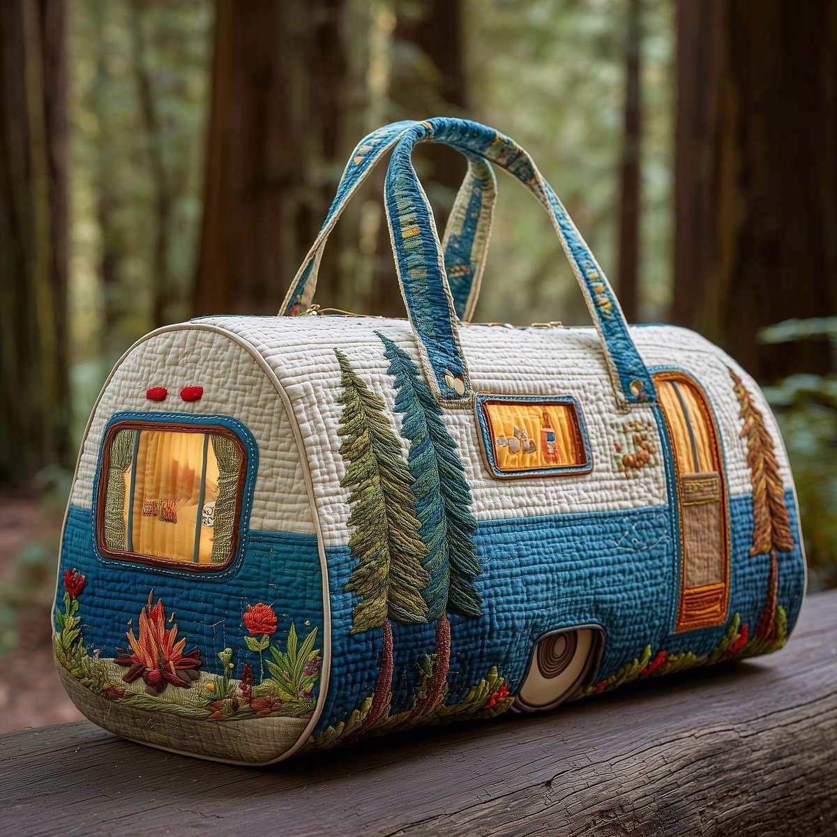 Textielen tas, retro bloemenprint in 3D-stijl, boho-stijl voor reizen en sport, meerkleurig, groot (18 x 9 x 9 inch)，55 modellen