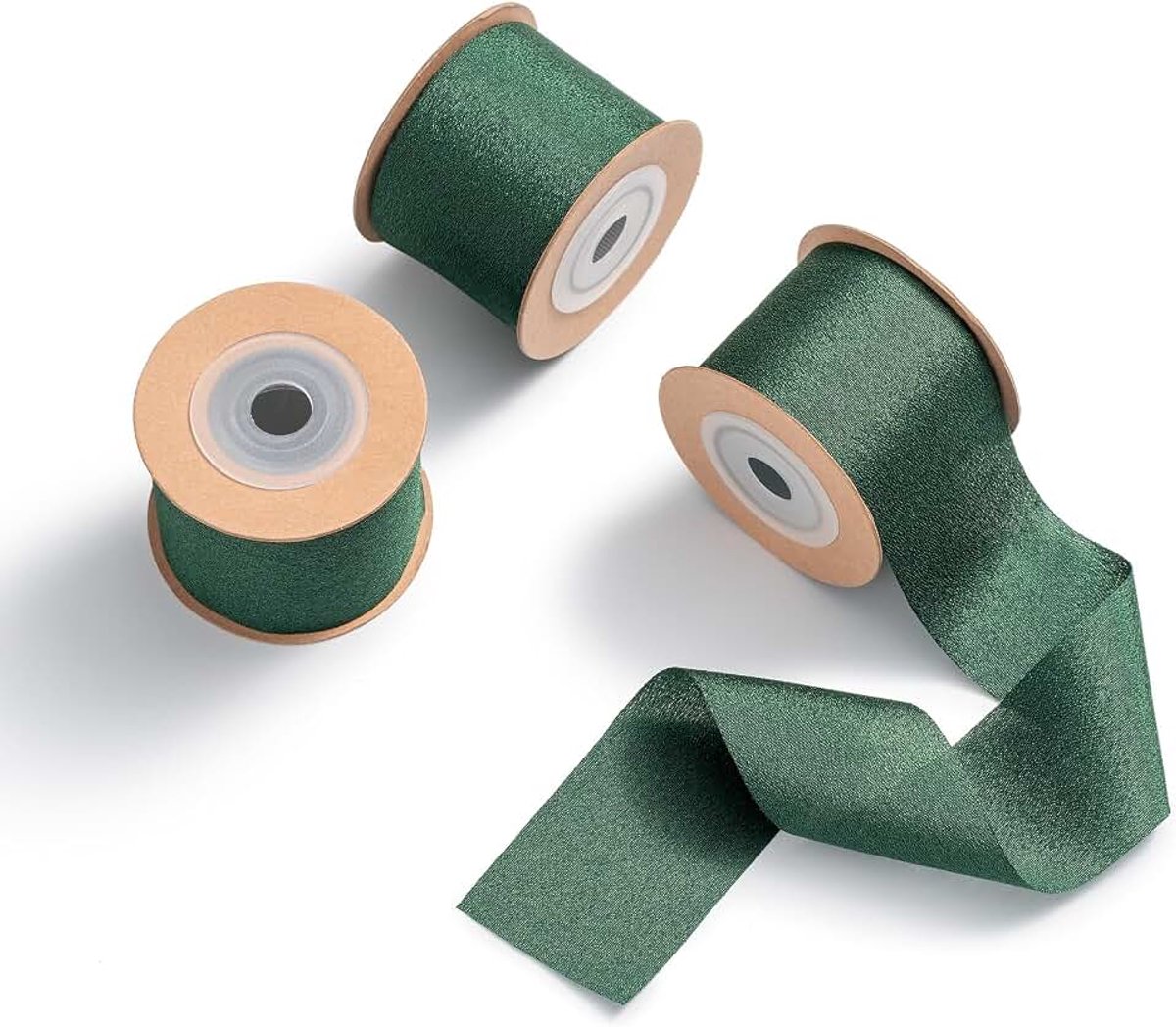 Geschenklint breed groen zijden lint donkergroen lint bruiloft chiffonlint decoratielint 3,8 cm x 9 m, 3 rollen
