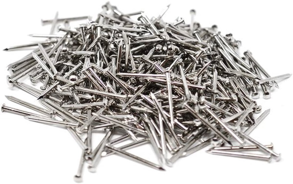 - Rondkoppennen - Spijkers voor houtbewerking - Vernikkeld - Messing - 370 stuks - 1,4 x 20 mm - Geschikt voor hobby en professioneel gebruik
