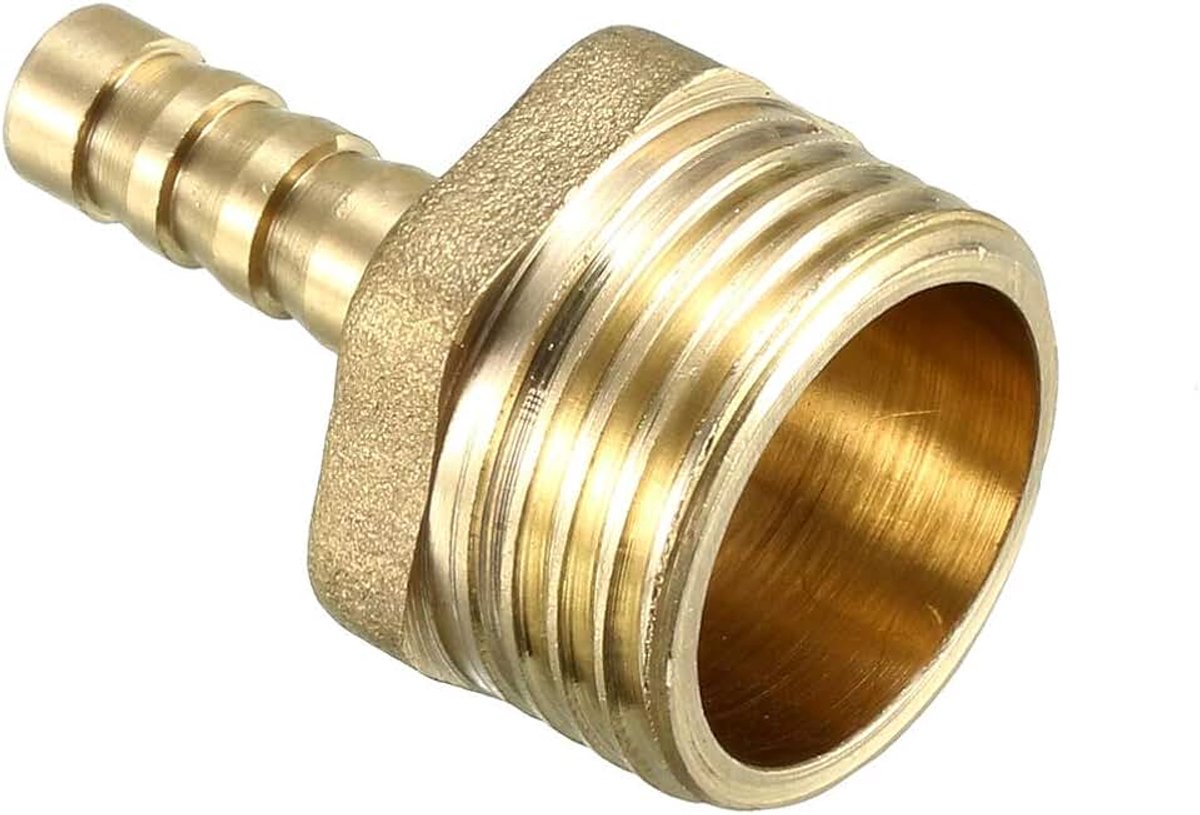 Sourcing map messingwide slangaansluiting 6 mm met weerhaken x 1/2 PT insteeknippel 6mm x 1/2 PT, 1 Pack