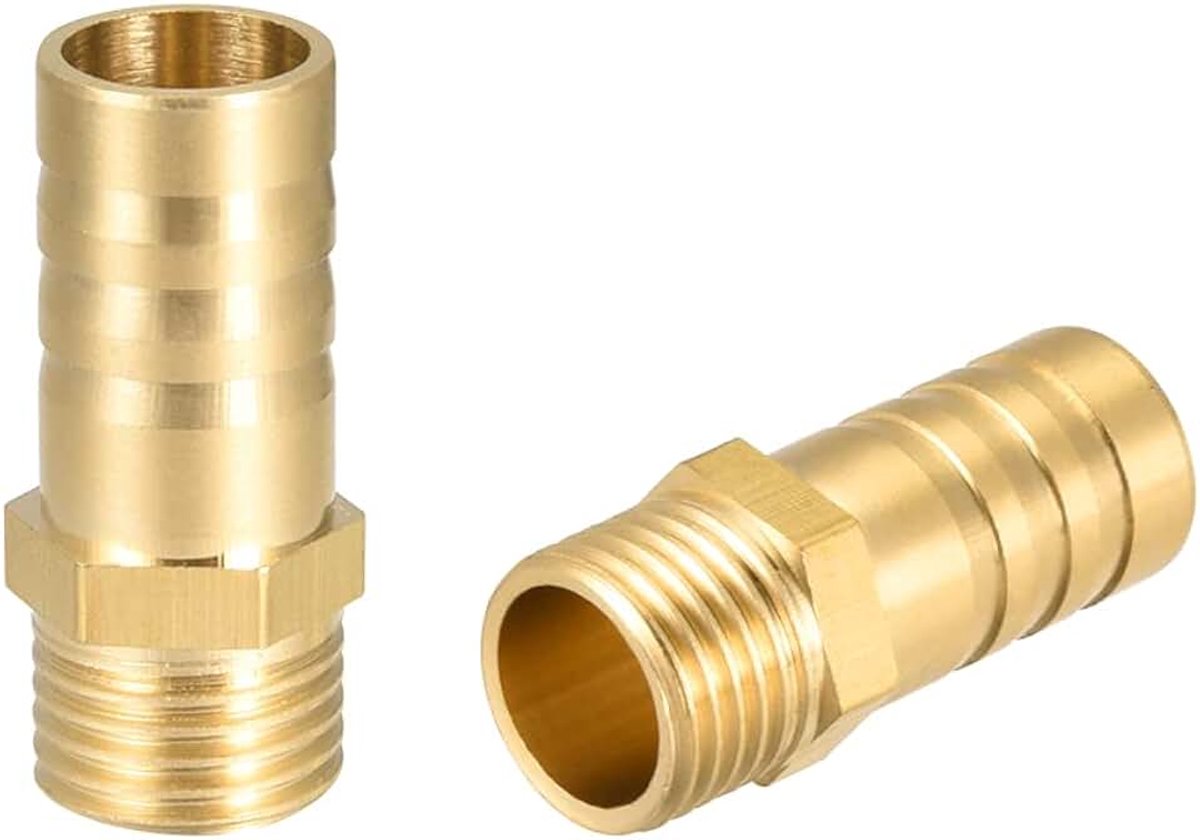 Sourcing map 2 stuks. Slangaansluiting stekker adapter 10 mm weerhaak x 3/8" G bus buis 1/4" G x 12mm