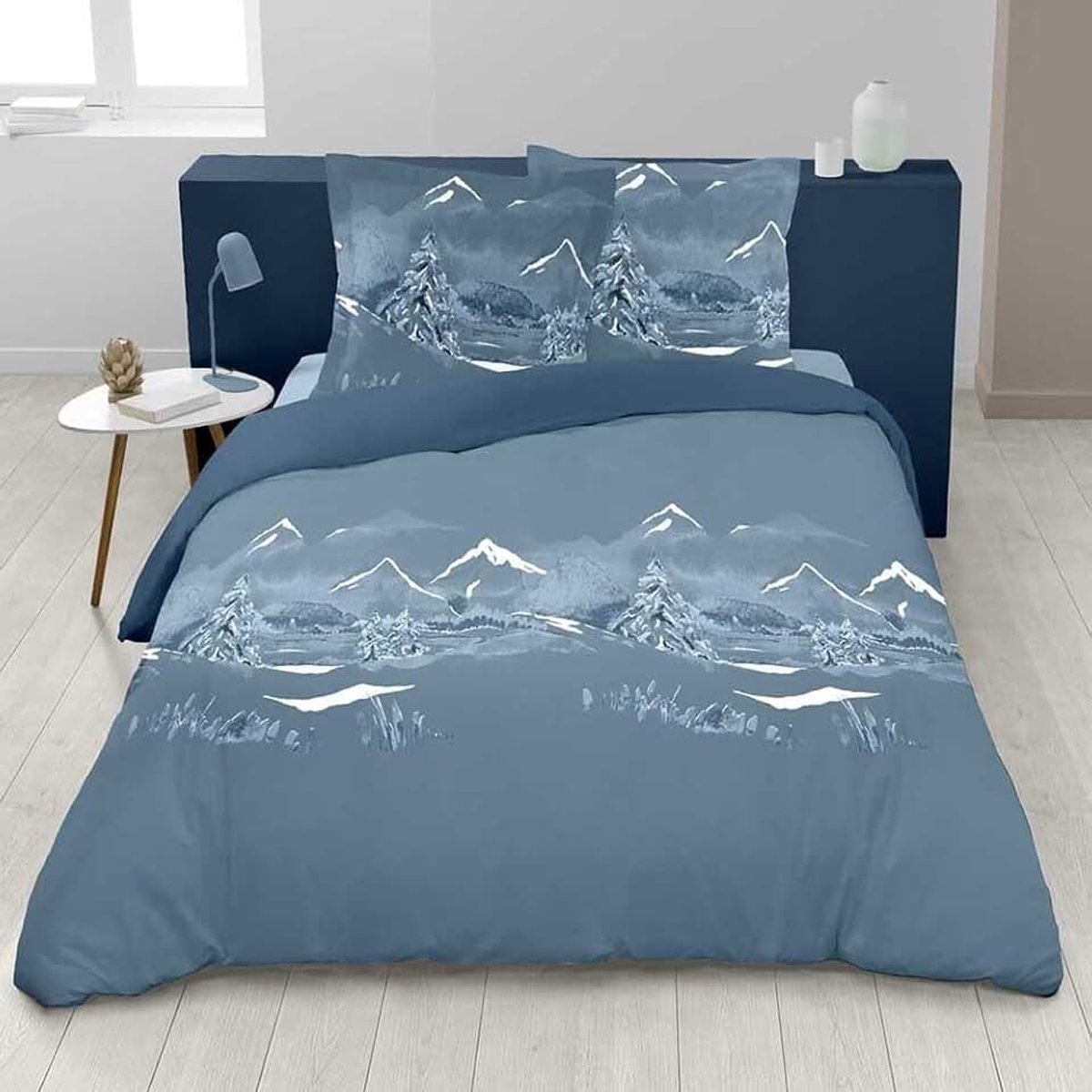Dekbedovertrek nacht van de Alpen + vierkante kussenslopen – 100% katoen 57 draden/cm² – Esprit Montagne – exclusief model – afwerking met klep