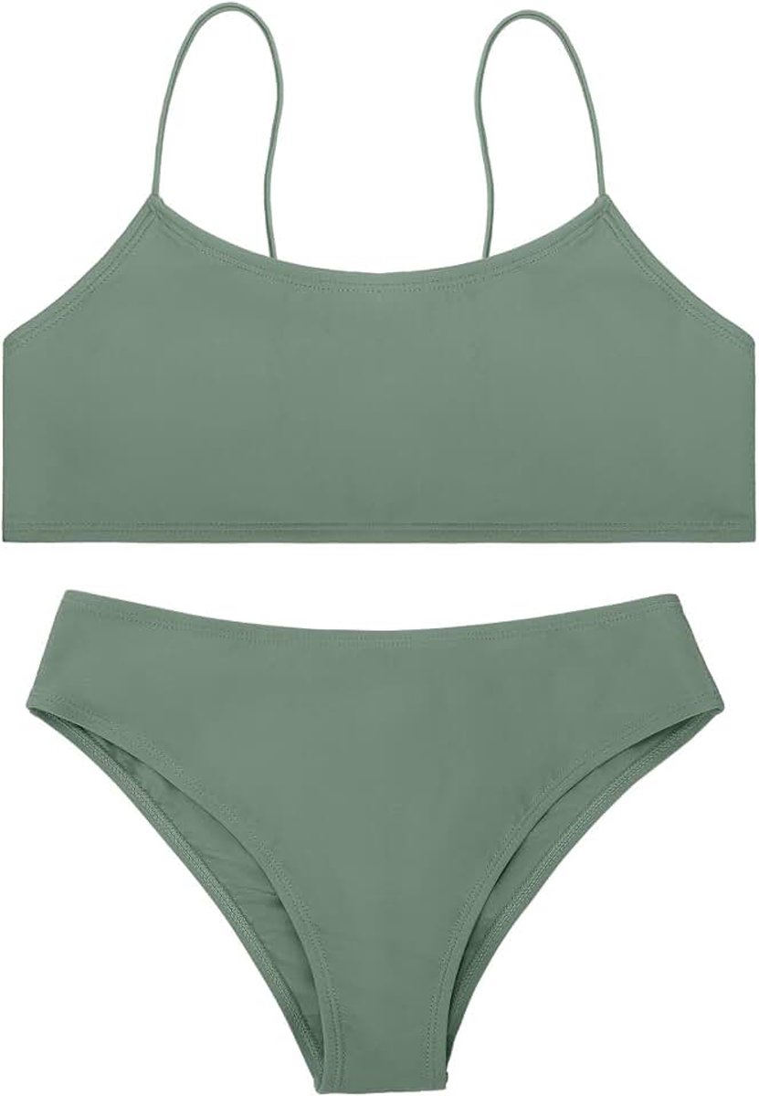 Badpak Effen Badpak 2-delig Twist Cross Verstelbare Bandjes Bikini's voor Tiener Meisjes met Borst Pad