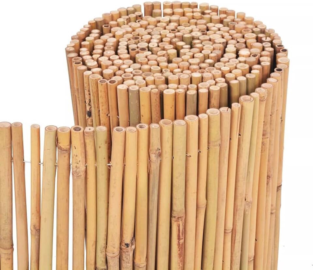 Tuinhek, bamboe, rond bamboe, decoratieve tuinafgrenzing, tuindecoratie, omheining, 500 x 30 cm
