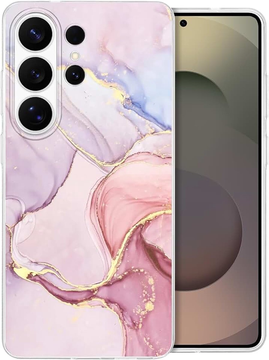 Beschermhoes Compatibel met Samsung Galaxy S26 Ultra (2026), Ultradunne Siliconen Hoes met Roze Marmeren Tekening voor Vrouwen, Anti-Slip, Anti-Schok, Anti-Kras Beschermhoes