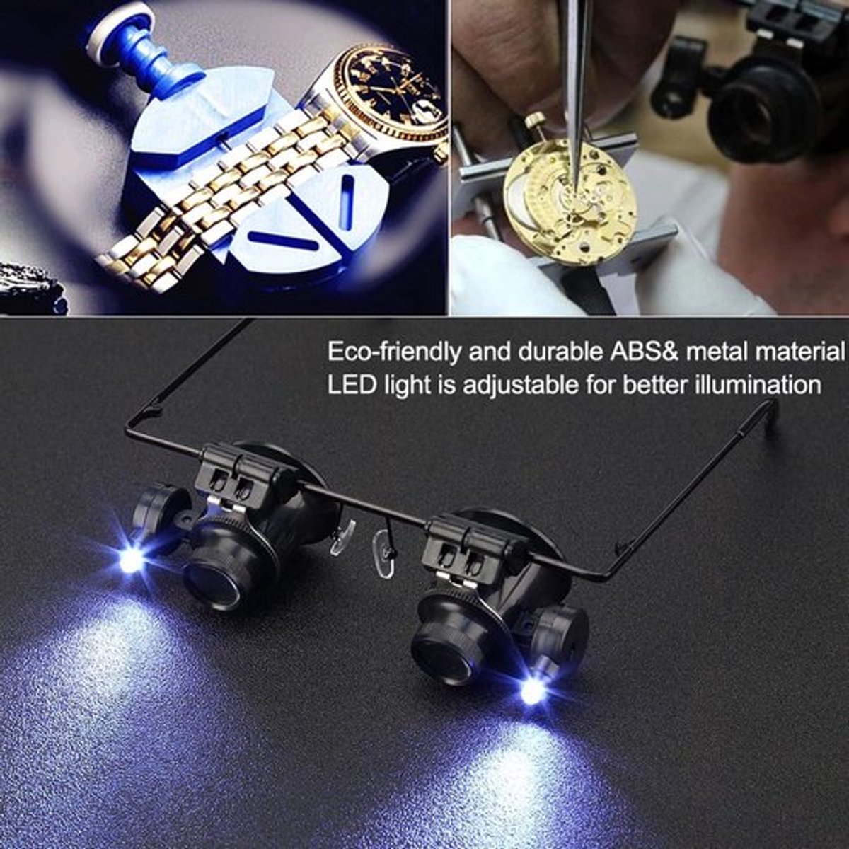 Vergrootglas met Verstelbare Lens en LED Licht - Horlogemakers en Juweliers Vergrootglas 20x Vergroting - Lensloep Tool