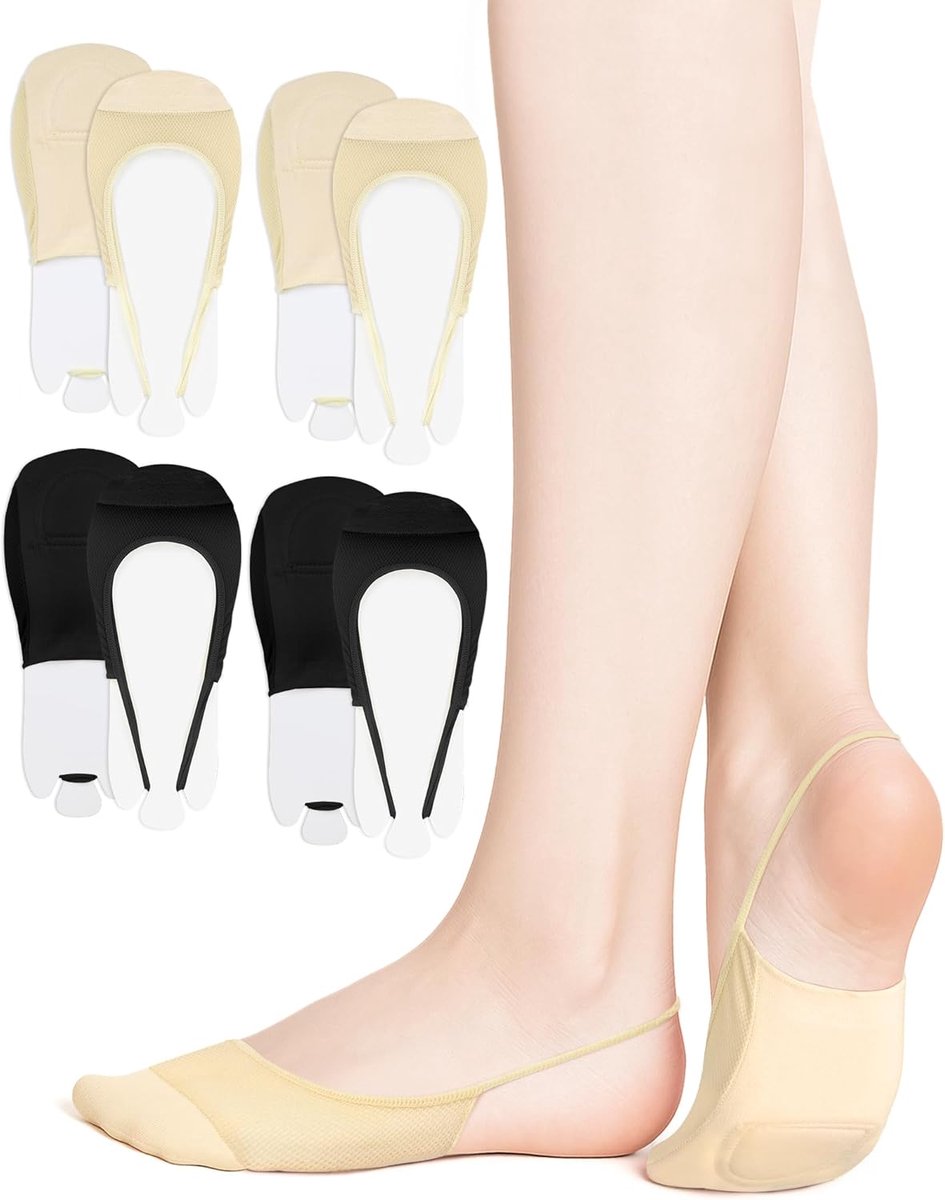 Sokken, onzichtbare katoenen sneakers, ademende ballerina-sokken met antislip siliconen-4