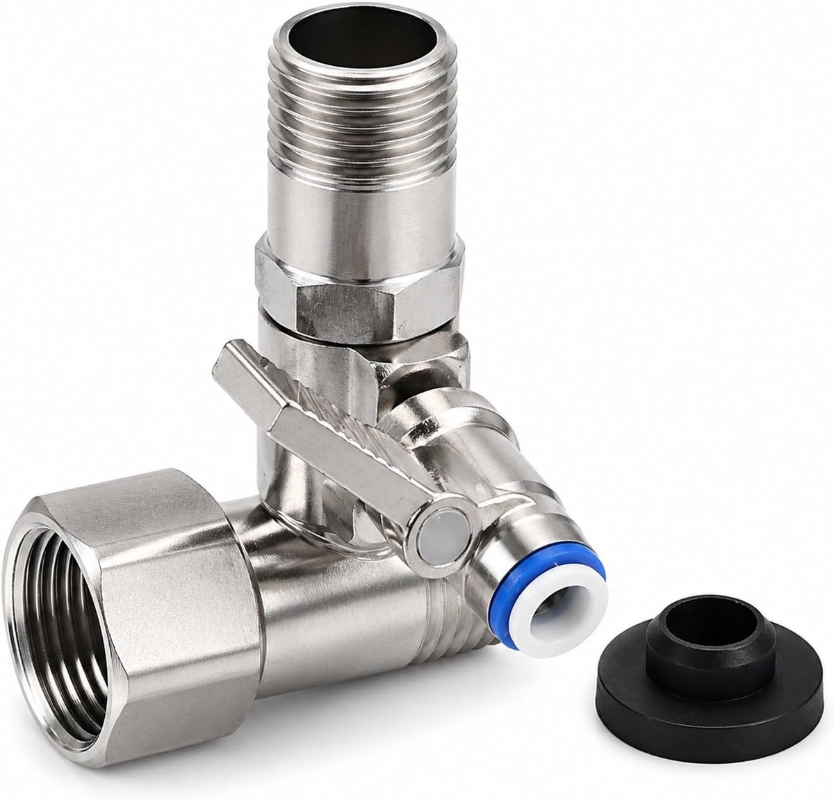 Wateraansluitadapter, T-stuk, 3/8 x 3/8 x 1/4, 3/8 inch, van 2 apparaten voor SBS-koelkast, osmose-installatie, waterfilter en koffiezetapparaat, afsluitkraan, afsluitventiel 3/8 naar 1/4 inch