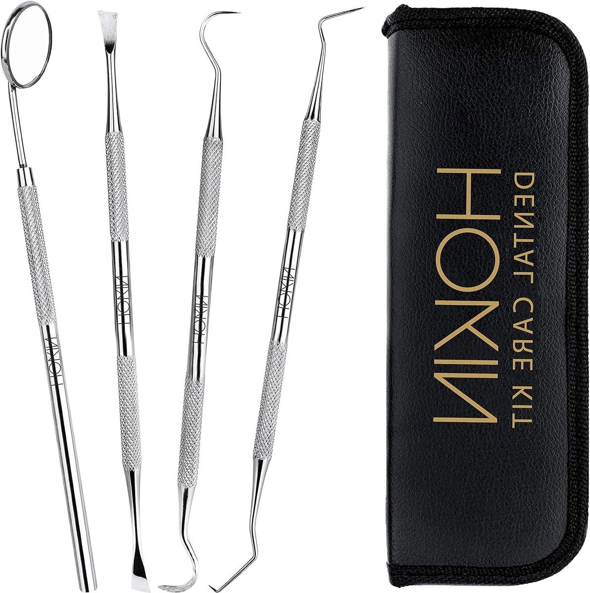 Tandenreinigingsgereedschap Set - Tandverzorgingskit Mondhygiëne - Effectieve Mondreiniging - 4 Delige Roestvrijstalen Set - 19.61 x 1.8 cm - Zilver
