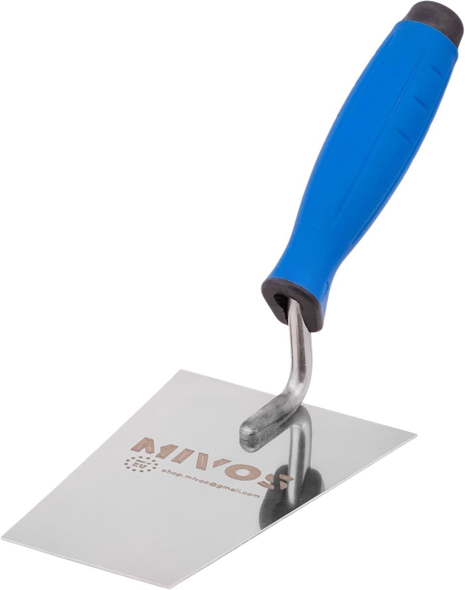 Mivos Trapezoidal trowel, stainless steel, 140 x 70 mm, stainless trowel 140 mm with rubber handle, plaster trowel for - ShopVlot