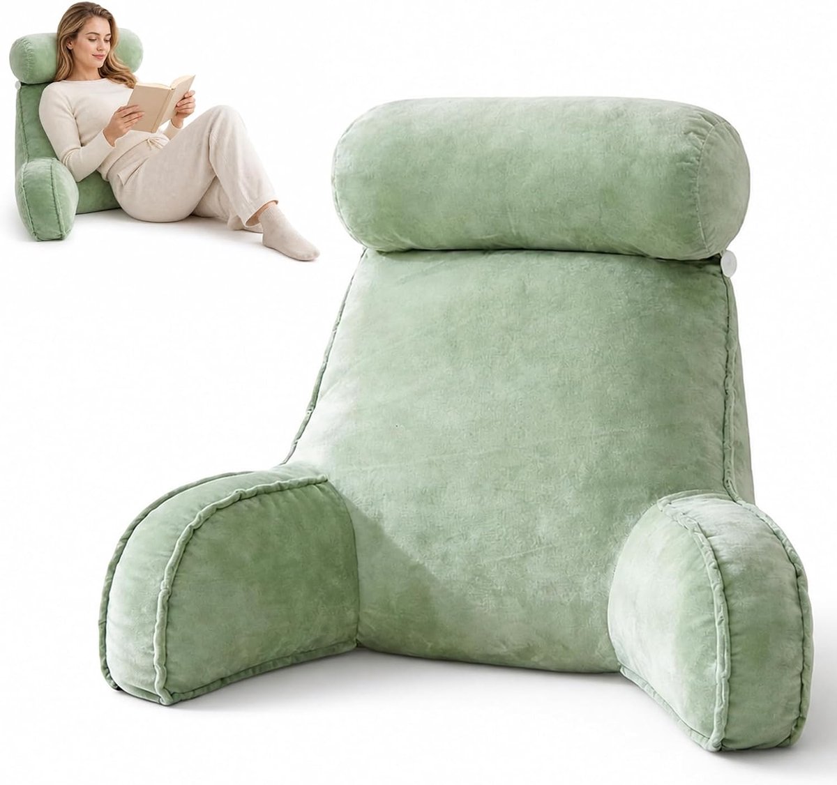 MeYxuxg Extra Large Reading Pad for Bed and Sofa, 75 x 55 cm, Back Support Pillow, Sofa with Removable Neck Roll and - ShopVlot