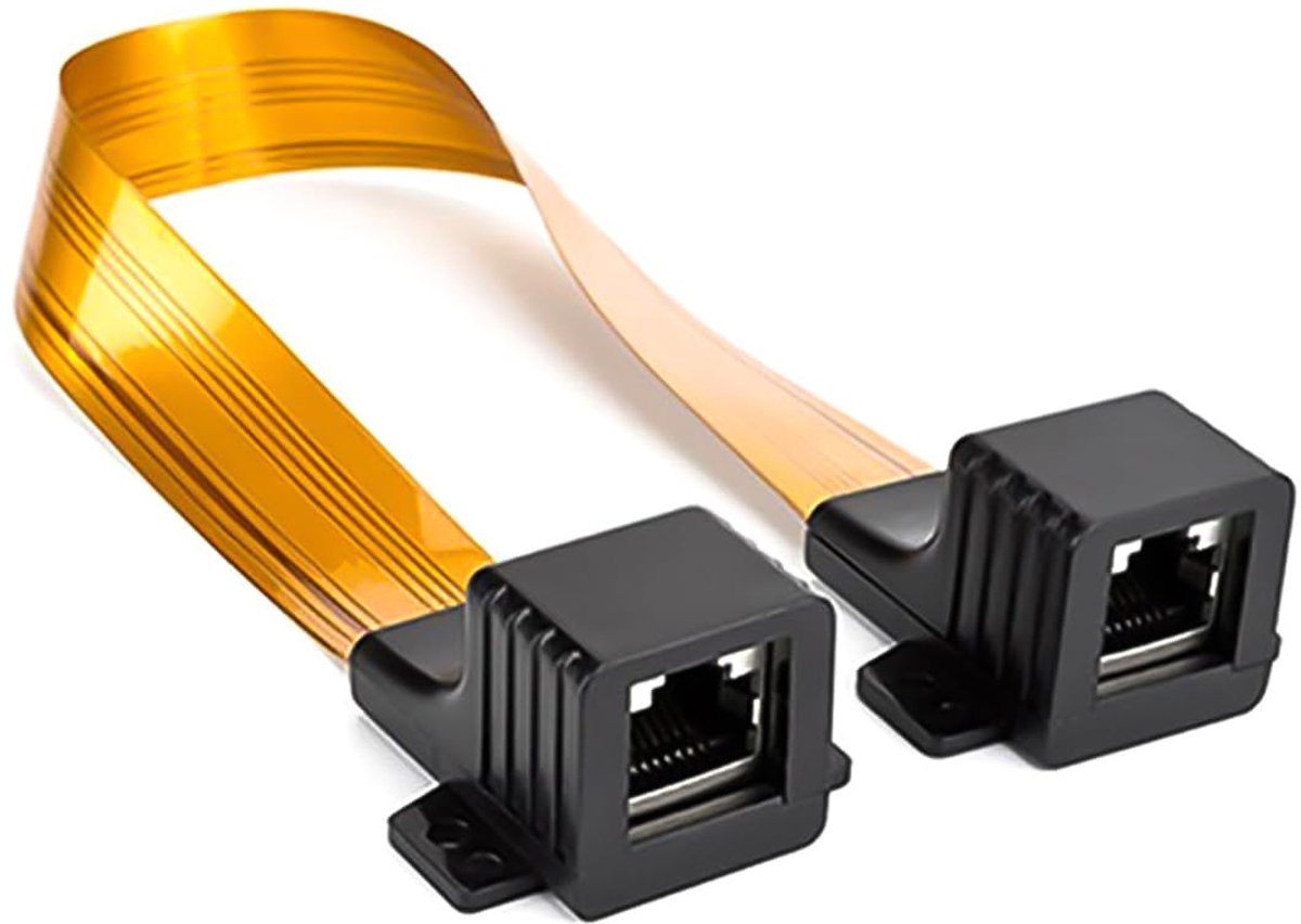 Ausi 2 stuks platte Ethernet-jumperkabel RJ45 vrouwelijk naar vrouwelijk flens Cat5 Cat6-adapter ultradun 30 cm lang - ShopVlot