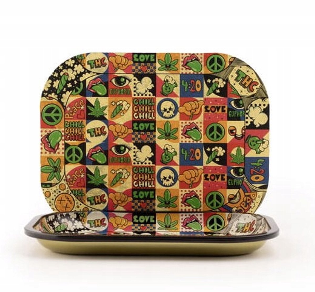 Metalen dienblad Euphoria Groovy met magnetisch deksel 18x14 cm