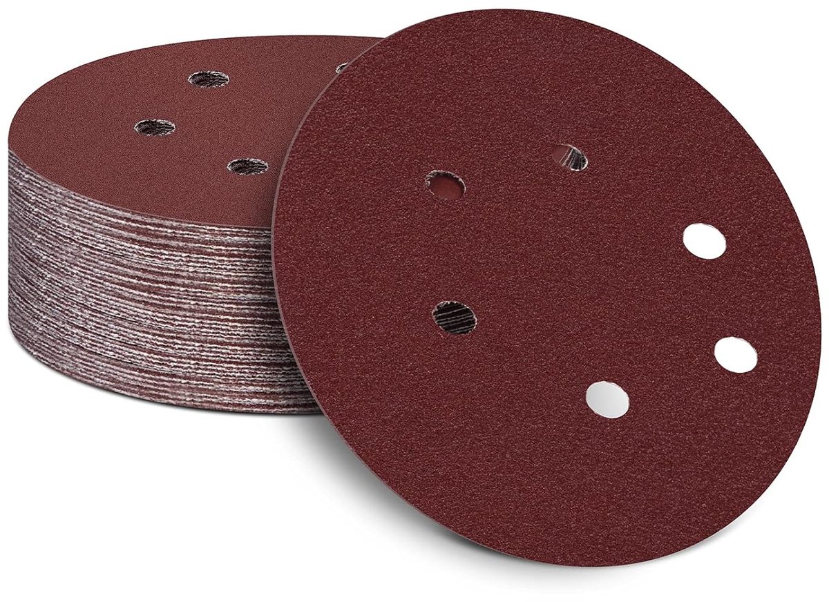 Schuurschijven - 150 mm - korrel - 150 mm - schuurpapier voor excentrische schuurmachine - 6 gaten - schuurbladen voor hout - houtmaterialen - spaanplaat - metaal (50 stuks)
