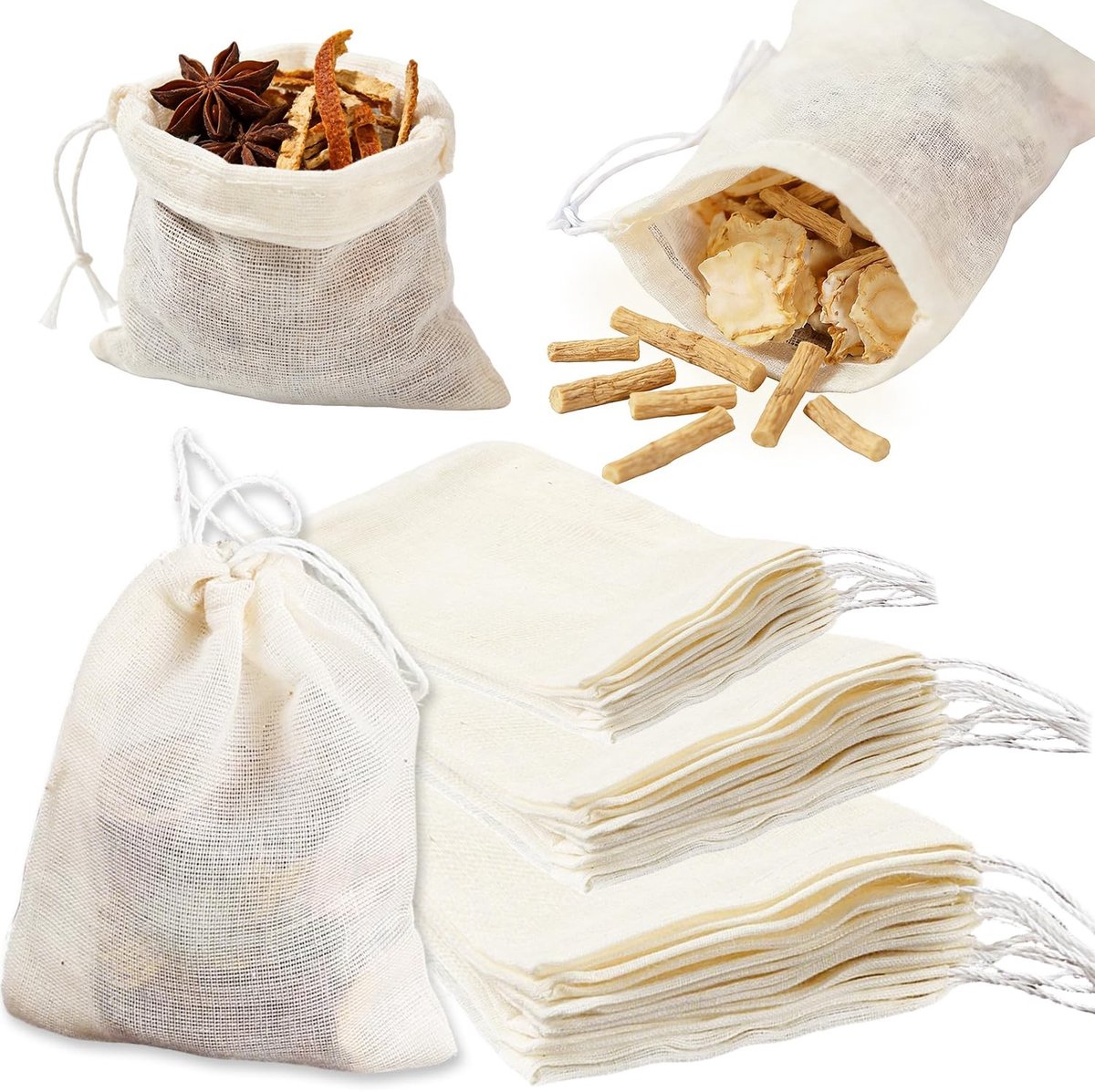 30 spice bags for cooking, reusable cotton bags in 3 sizes, can be filled for tea, coffee, filters and spices. - ShopVlot