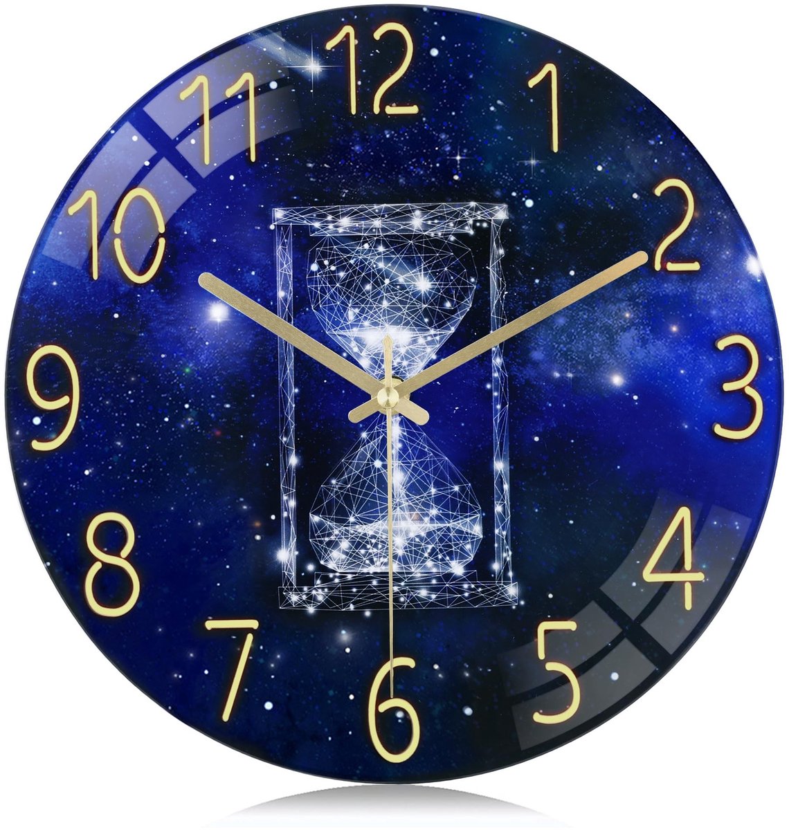 Solidchoice - Lafocuse Blauw Galaxie Wandklok - 30cm Stille Batterij Aangedreven Decoratieve Klok