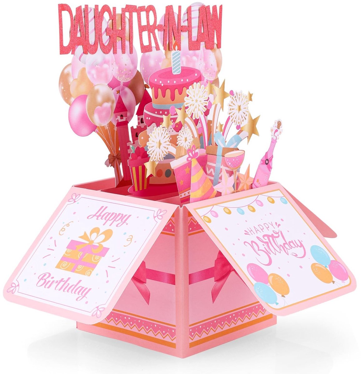 Solidchoice - Happy Birthday Pop-Upkaart met 3D Verjaardagscadeaudoos en Envelop
