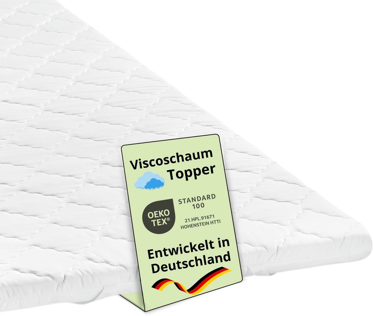 Solidchoice - Matrasbeschermer Topper 180 x 200 cm van Visco-schuim, Wasbaar tot 60 Graden
