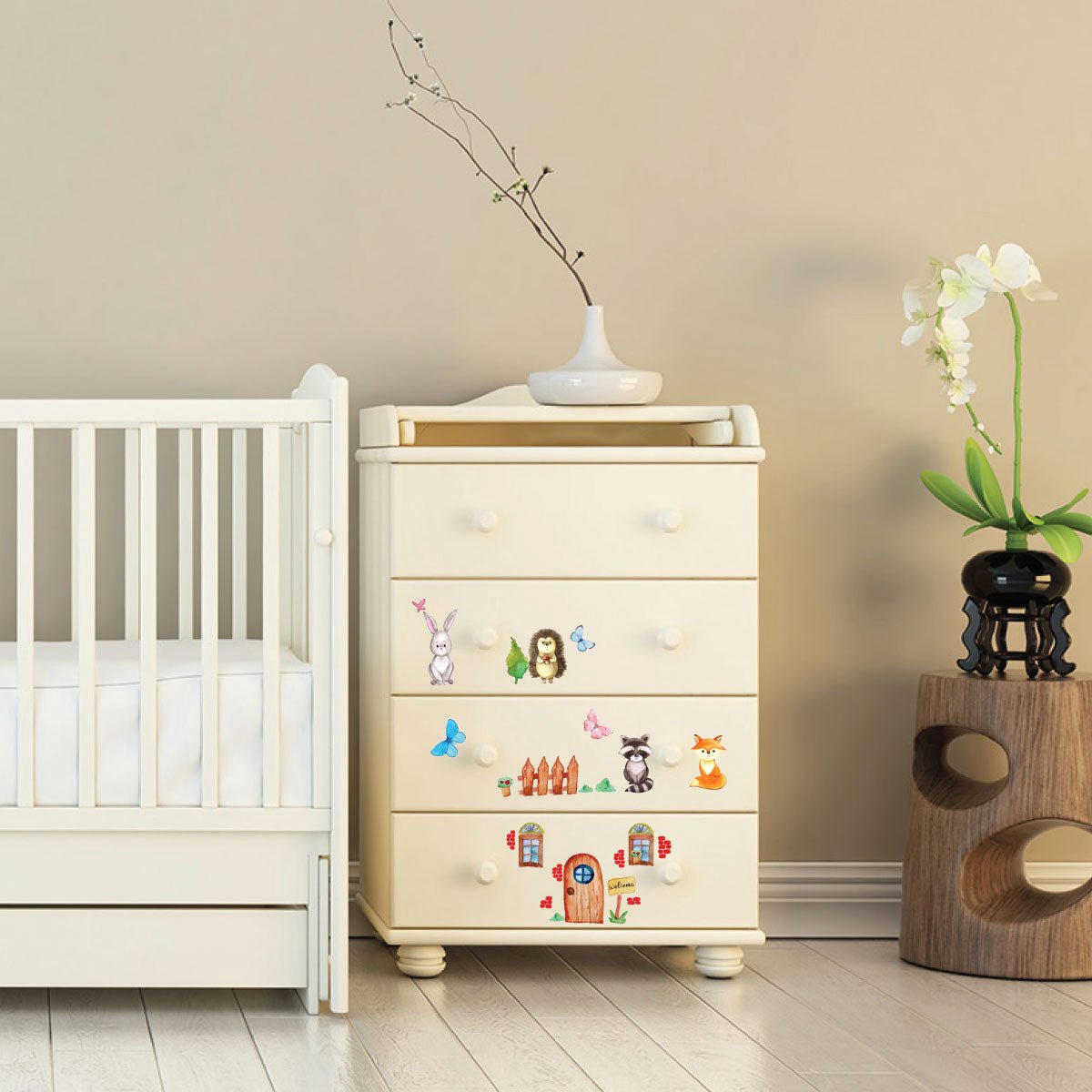 Ambiance Sticker Muurstickers - Bosdieren - Transparante achtergrond - 60x180cm Multi color