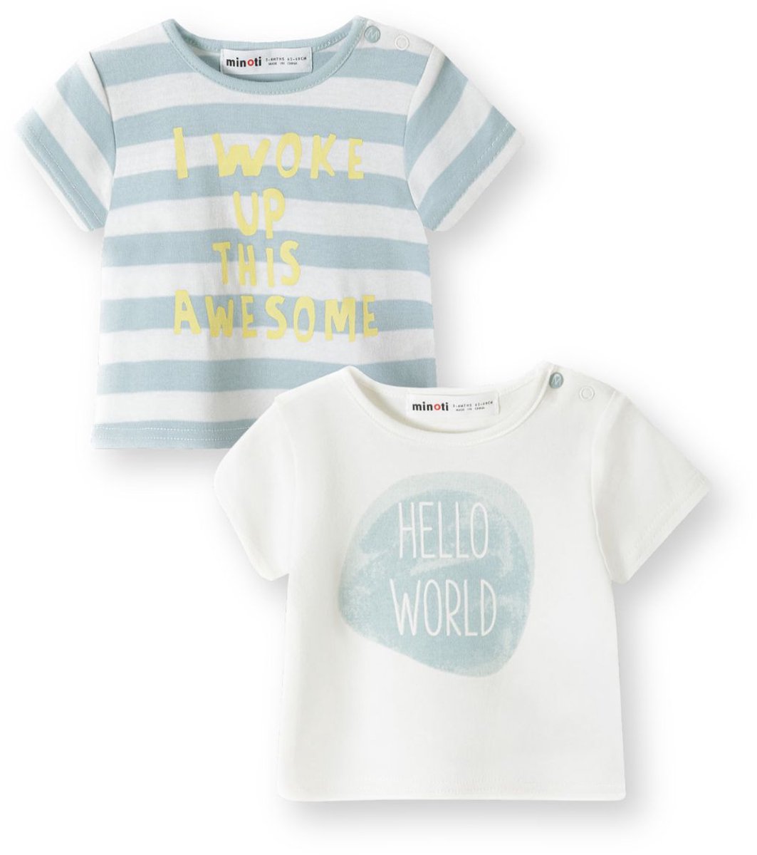 Minoti t-shirt meisjes baby 2-pack gestreept - met drukknopen