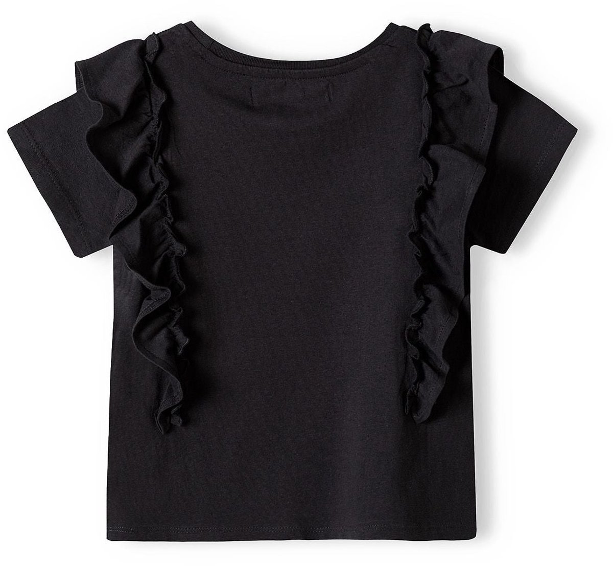 Minoti tanktop meisjes 100% katoen met ruches en pareldetail - zwart