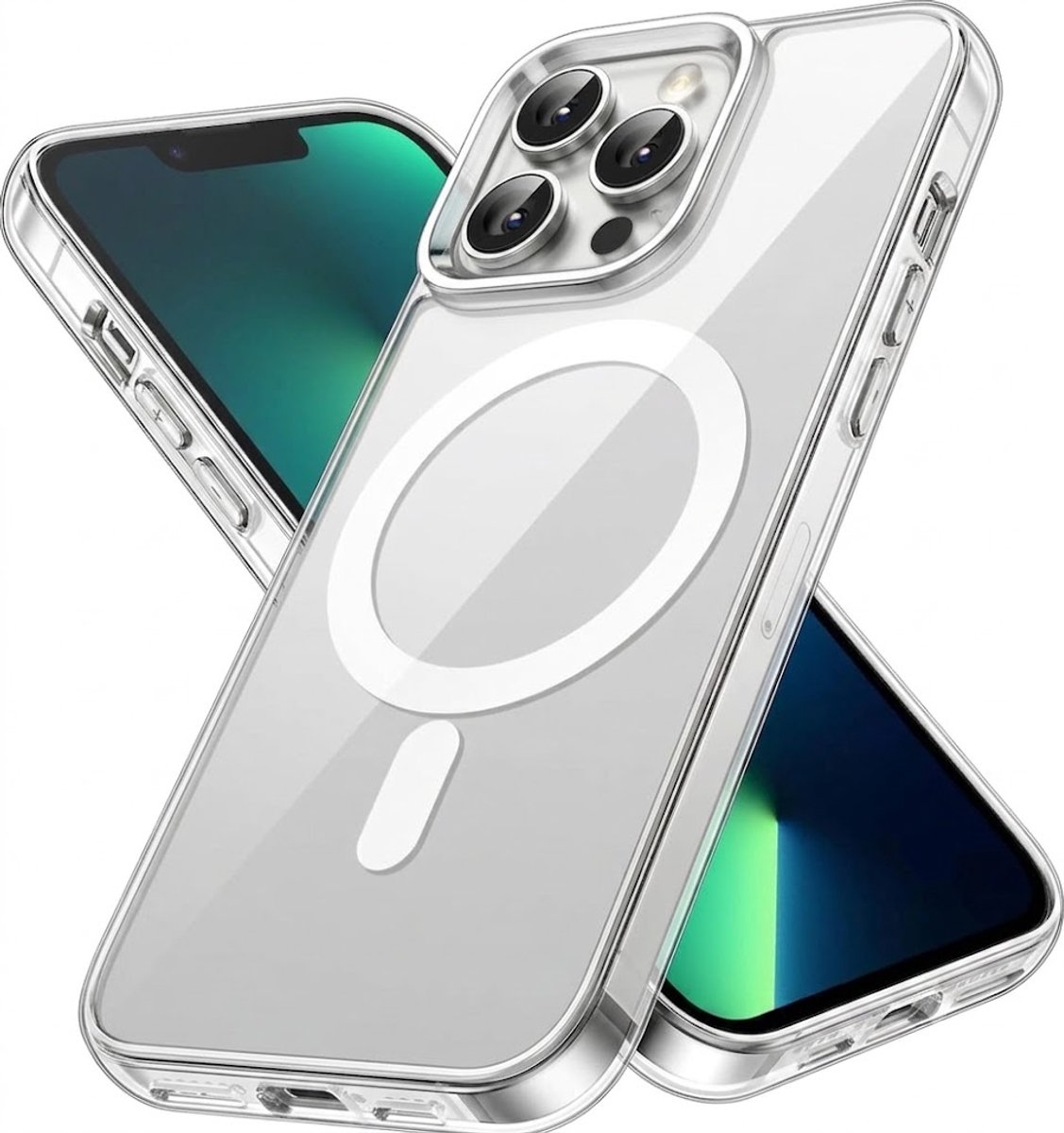 YSONIC Hoesje Geschikt voor Apple iPhone 14 Pro Transparant - Siliconen Back Cover - Case Geschikt voor MagSafe - 2500g Magnetische Trekkracht