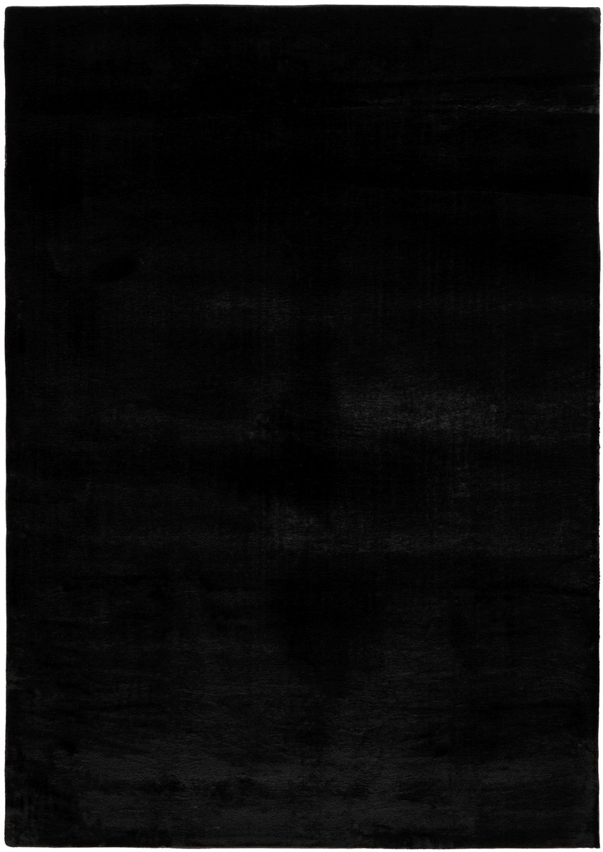 Padiro laagpolig vloerkleed 160 x 230 cm - zwart - modern effen design - met een zachte uitstraling - geschikt voor vloerverwarming - van polyester