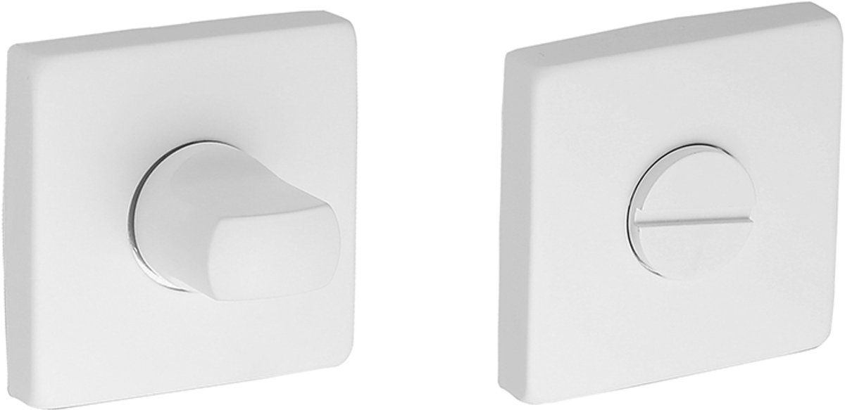 Rozet met toilet / badkamersluiting vierkant 53x53x8,9mm mat wit PVD gecoat