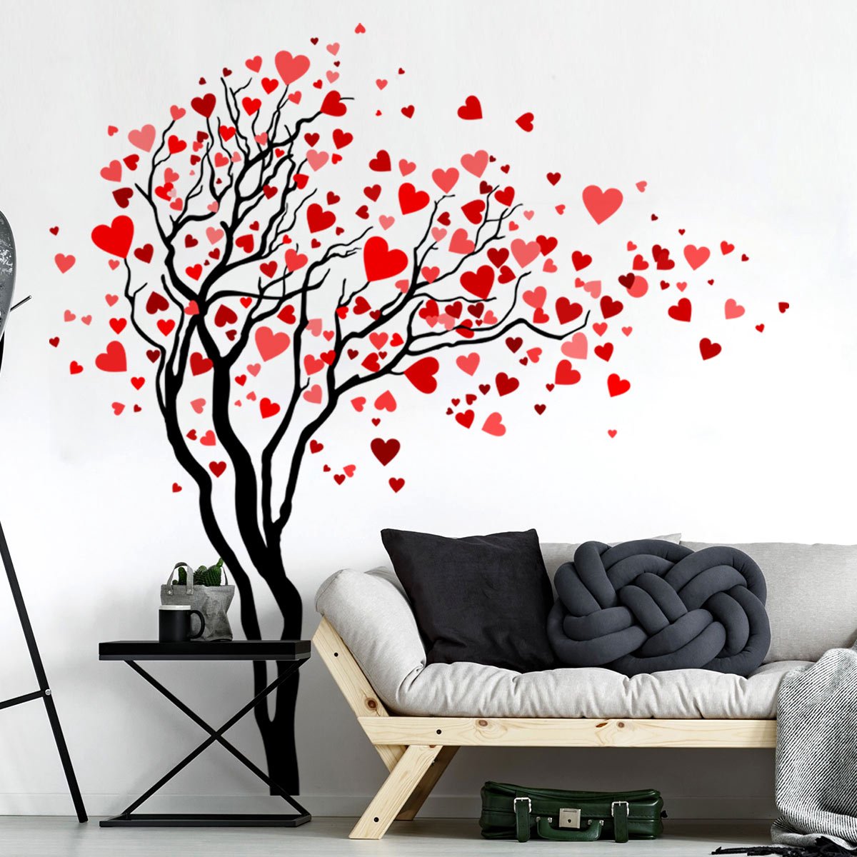 Ambiance Sticker Muurstickers - Hartenboom - Transparante achtergrond - 120x140cm Multi color