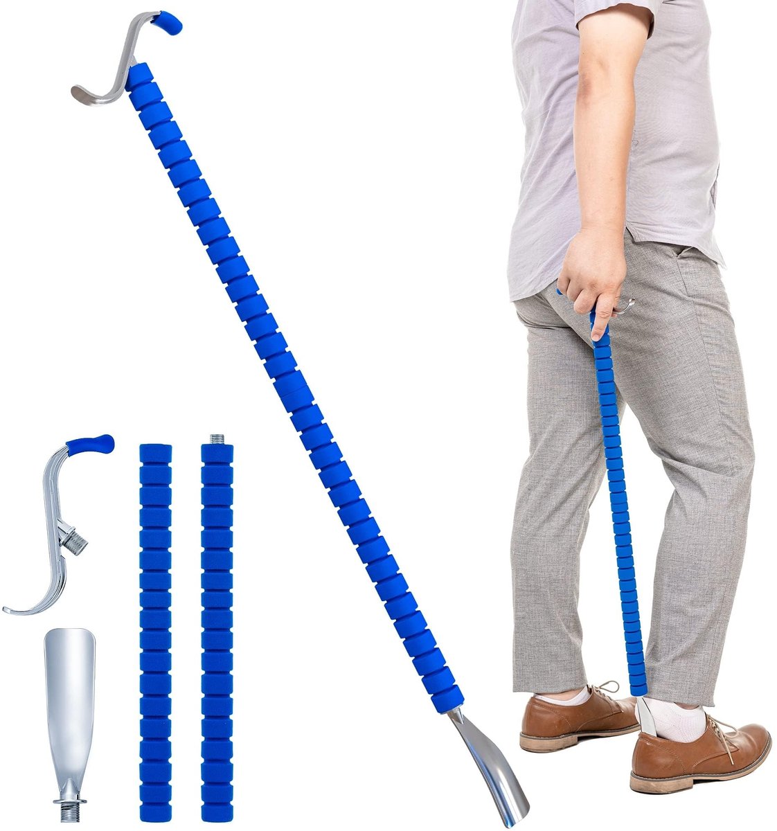 Solidchoice - Verstelbare Schoenlepel en Kledinghulp - 46cm tot 78cm - Ideaal voor Ouderen
