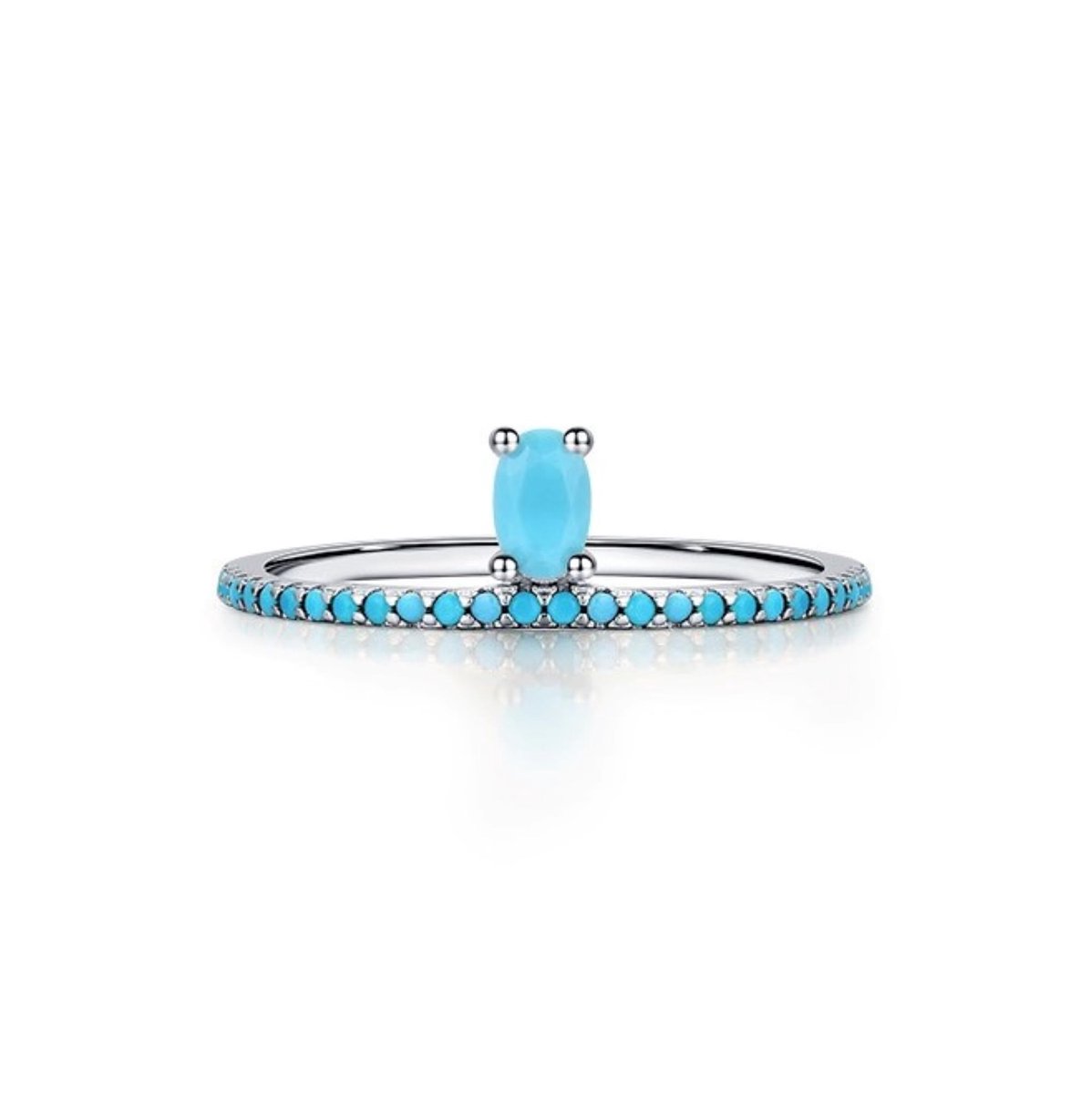 Solidchoice - Dames Blauw Turkoois Ring Stapelbare Ringen in Sterling Zilver 925