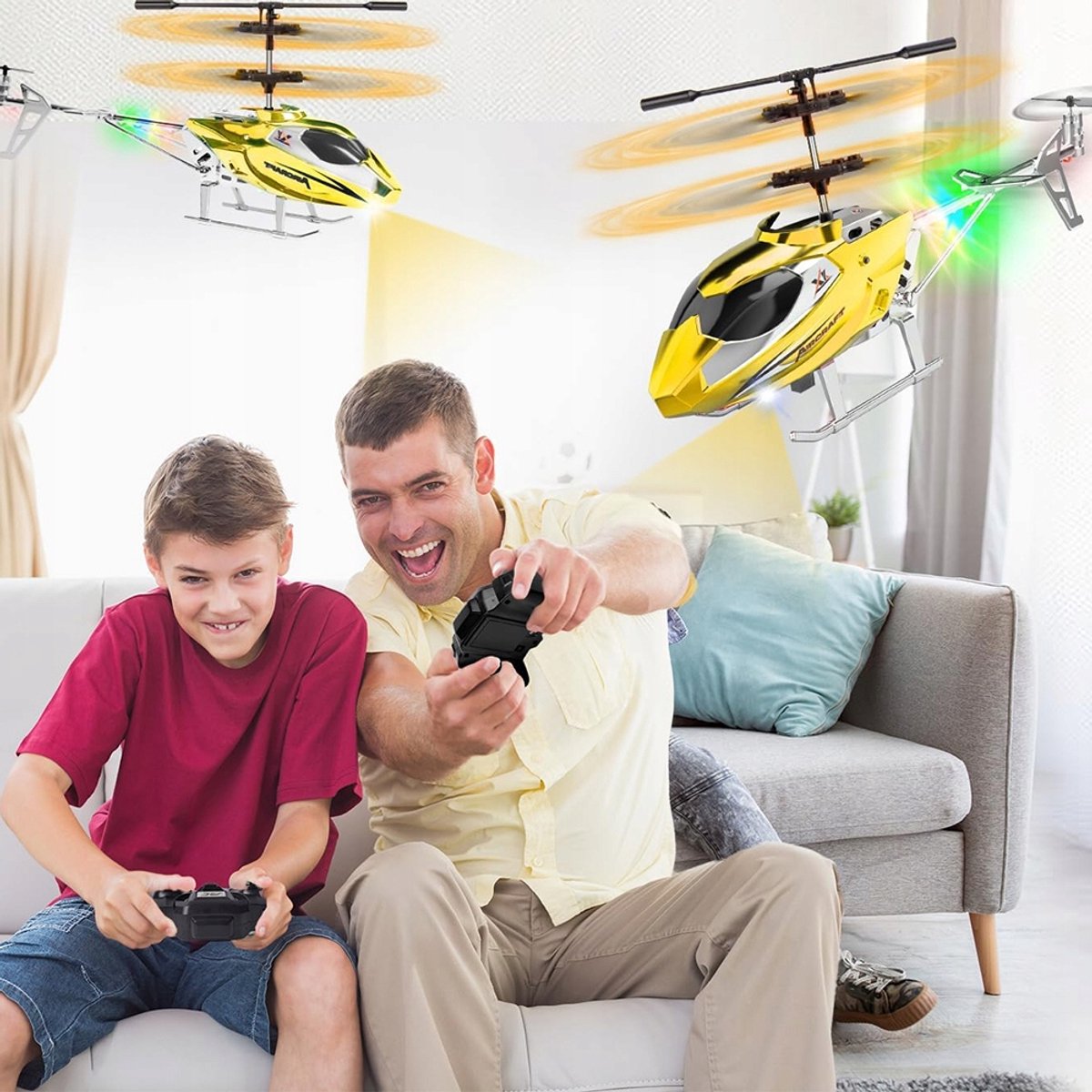 RC Vliegtuig - RC Helikopter - Afstandsbediening Helikopter Speelgoed - Binnen Mini Drone - met 3.5 Kanaal - 2,4GHz - 1 Druk Opstijgen & Hoogte Houden - LED Licht - Voor Beginners en Kinderen - Goud — cadeau in Spellen & Speelgoed - foto 8