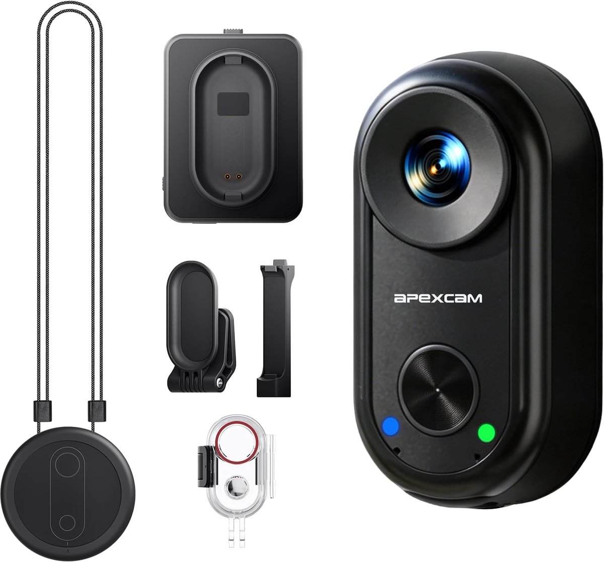 Mini action camera 4K met WiFi, beeldstabilisatie, waterdichte bodycam, magnetische bevestiging en compacte sportcamera