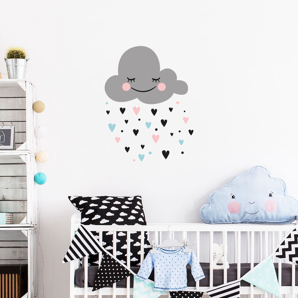 Ambiance Sticker Muurstickers - Scandinavische liefdeswolk - Transparante achtergrond - 40x30cm Multi color