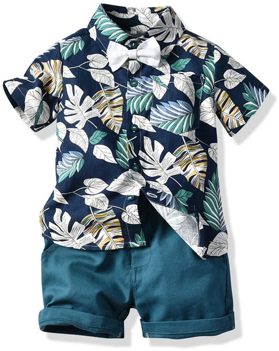 Solidchoice - Hawaï Outfits voor Baby Jongens, Knoop Onderhemd en Shorts Set