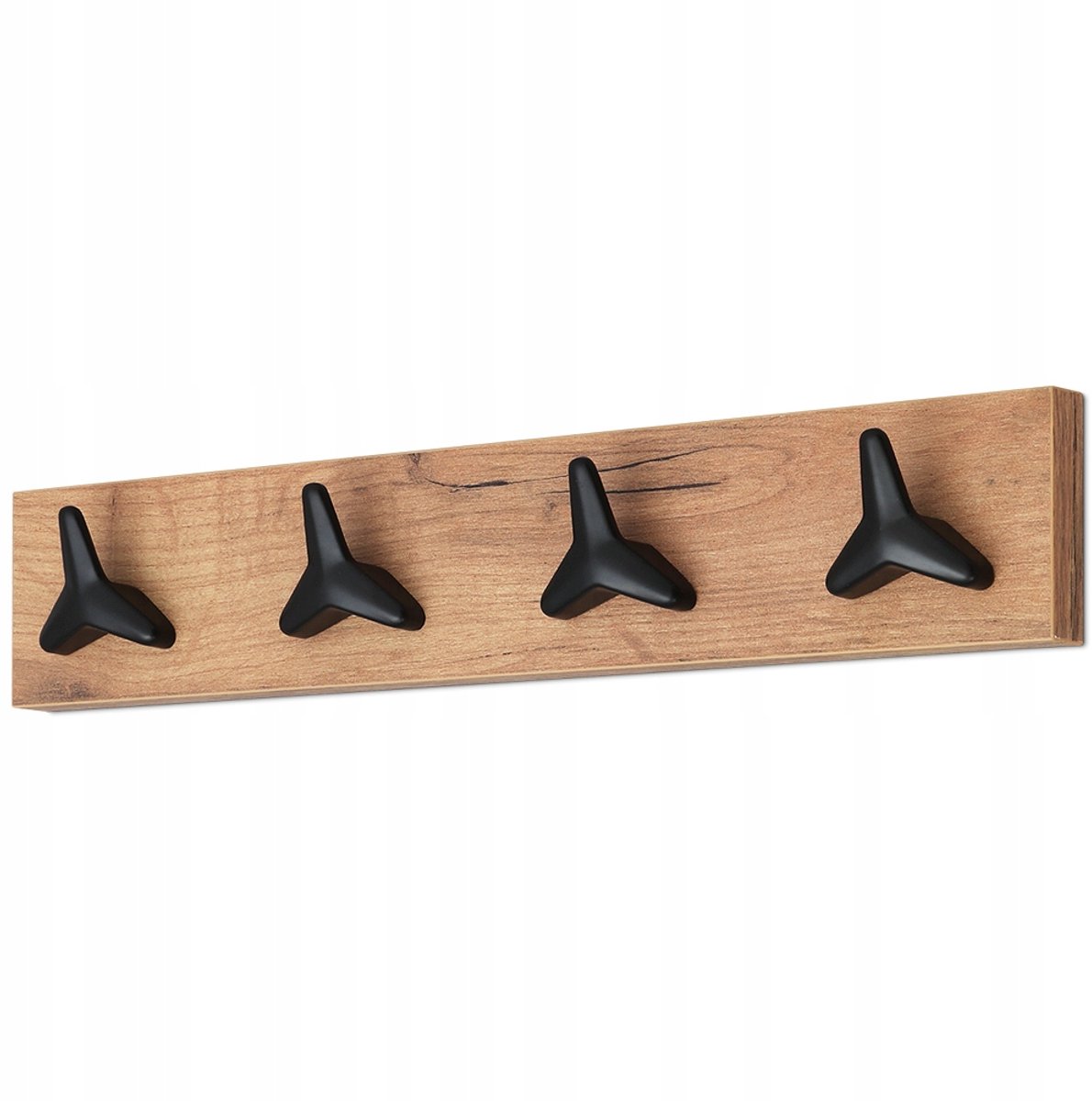Moderne Wandkapstok Goud Eiken met 4 Haken - Voorhal Meubel