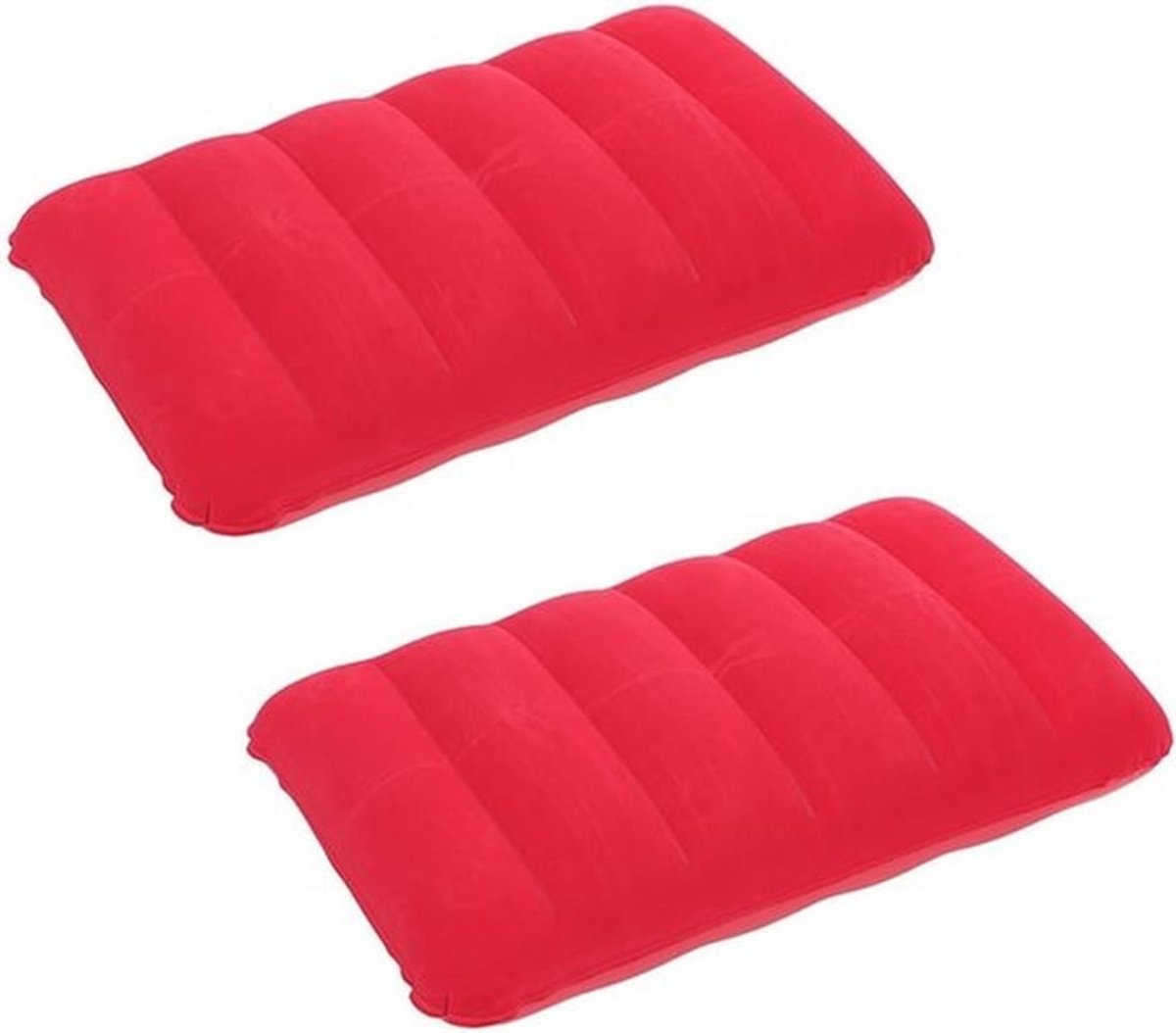 Opblaasbaar Kussen voor Kamperen en Reizen, Comfortabel Nek- en Strandkussen, 2 Stuks, Rood, Ideaal voor Buitenactiviteiten en Wandelen