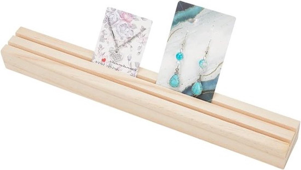 Houten Oorbellen Displaystandaard met 2 Slots, Lange Sieradenhouder voor Oorbellen en Ringen, Ideaal voor Thuis en Winkelgebruik, 31 x 4 cm