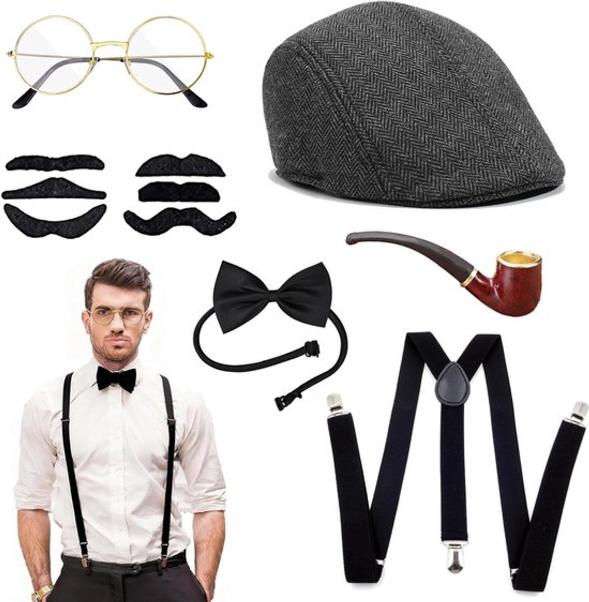 Retro 1920s Gatsby Kostuum Accessoires Set van 11 Stukken voor Carnaval en Halloween Feesten