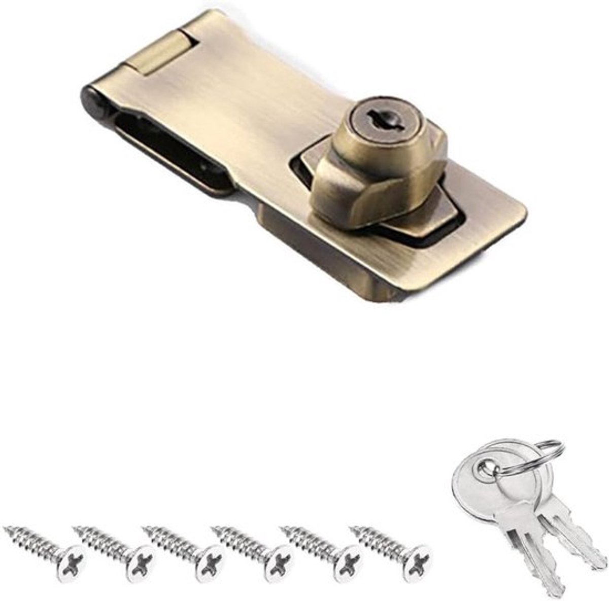 Zinc legering deur slot hasp met rechte hoek, padlock en staple voor veilige afsluiting van kasten, lades en poorten