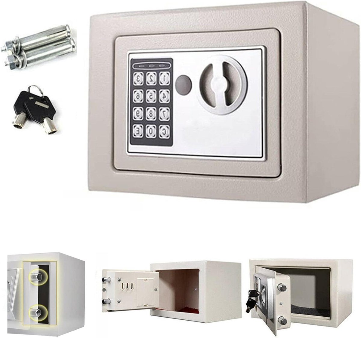 Kleine Geldkluis - Waardekluis Thuis - Thuis Opslag - Dubbel Slot Systeem - 46 Liter - Wit