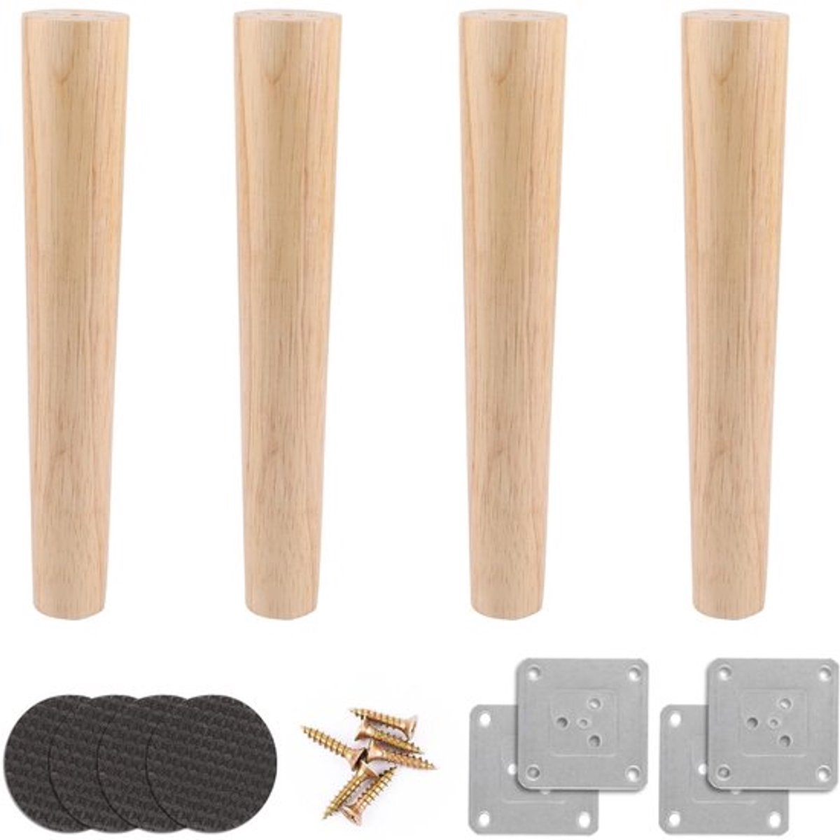 Meubelpoten Hout 30 cm - Robuuste Meubelpoten - Meubelpoten Set van 4 - Ronde Houten Poten - Zware Meubelvoet - Maximaal Draagvermogen 300 kg - Meubelvoeten
