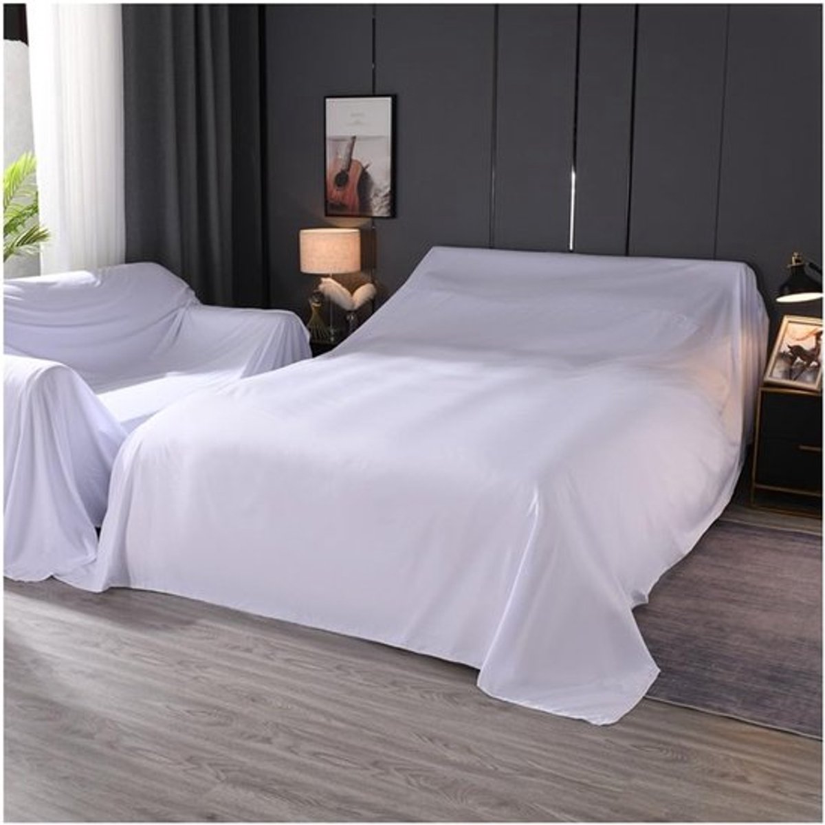 Beschermende Stofdoek voor Meubels - Stofvrije Sofa Dekken van Polyester - Grote Meubelbescherming voor Bank en Bed - 2.4 x 2 m in Wit