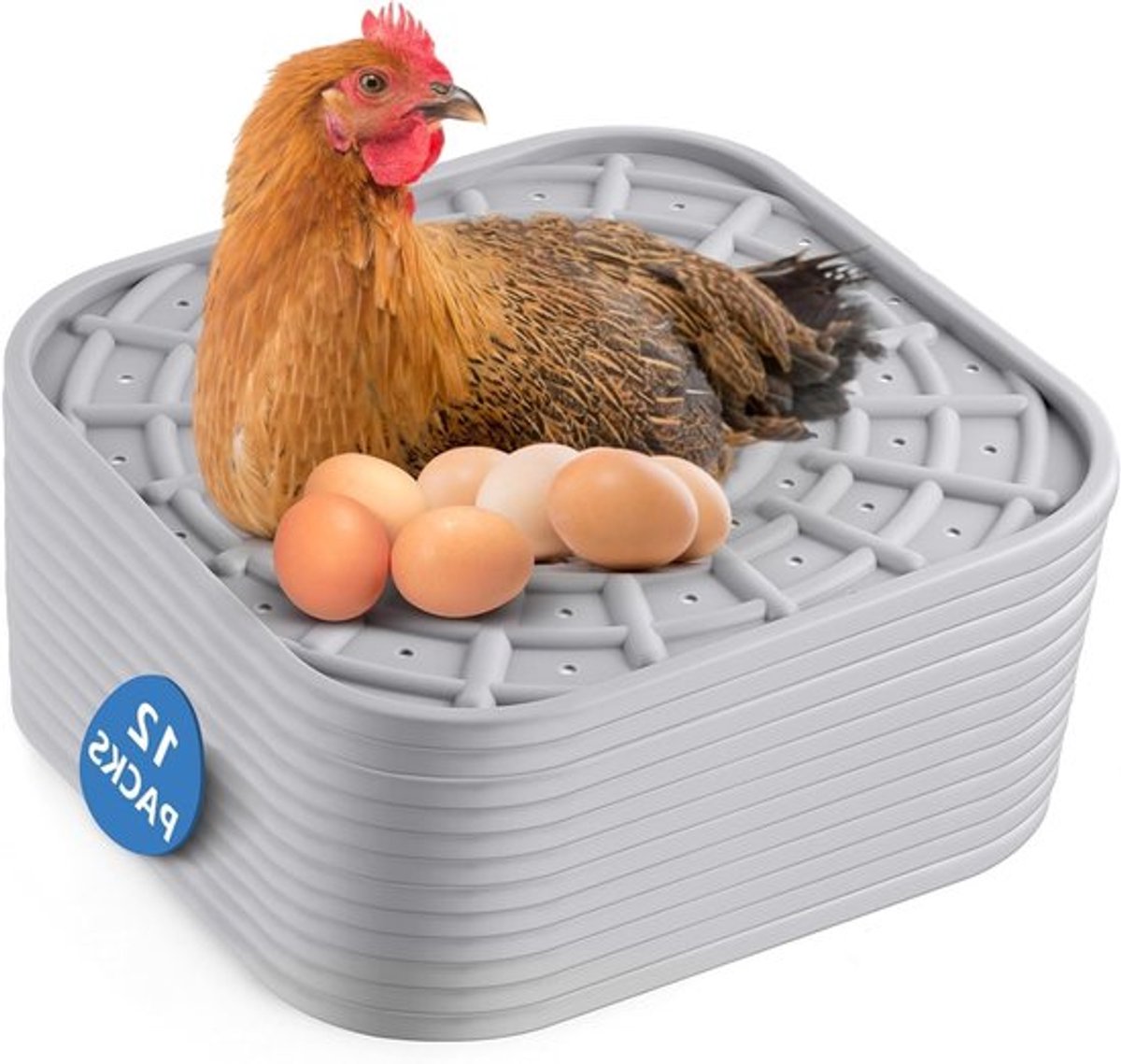 Set van 12 Siliconen Nestdozen voor Kippen, 12 x 12 Inch, Wasbare Kippenboxen, Zachte en Gemakkelijke Ondergrond voor Kippenhokken