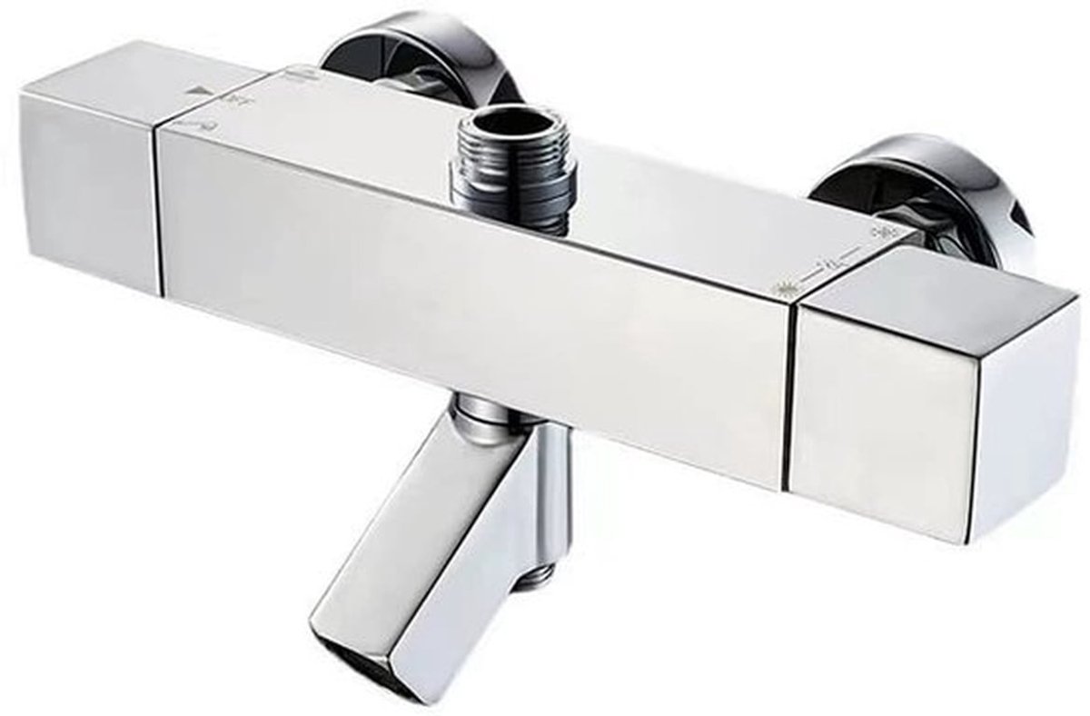 Thermostatische Douchekraan 38℃ - Badkraan - Douchekraan met Drie Uitlaten - Messing Verchroomd - Veiligheidsfunctie - Constant Watertemperatuur