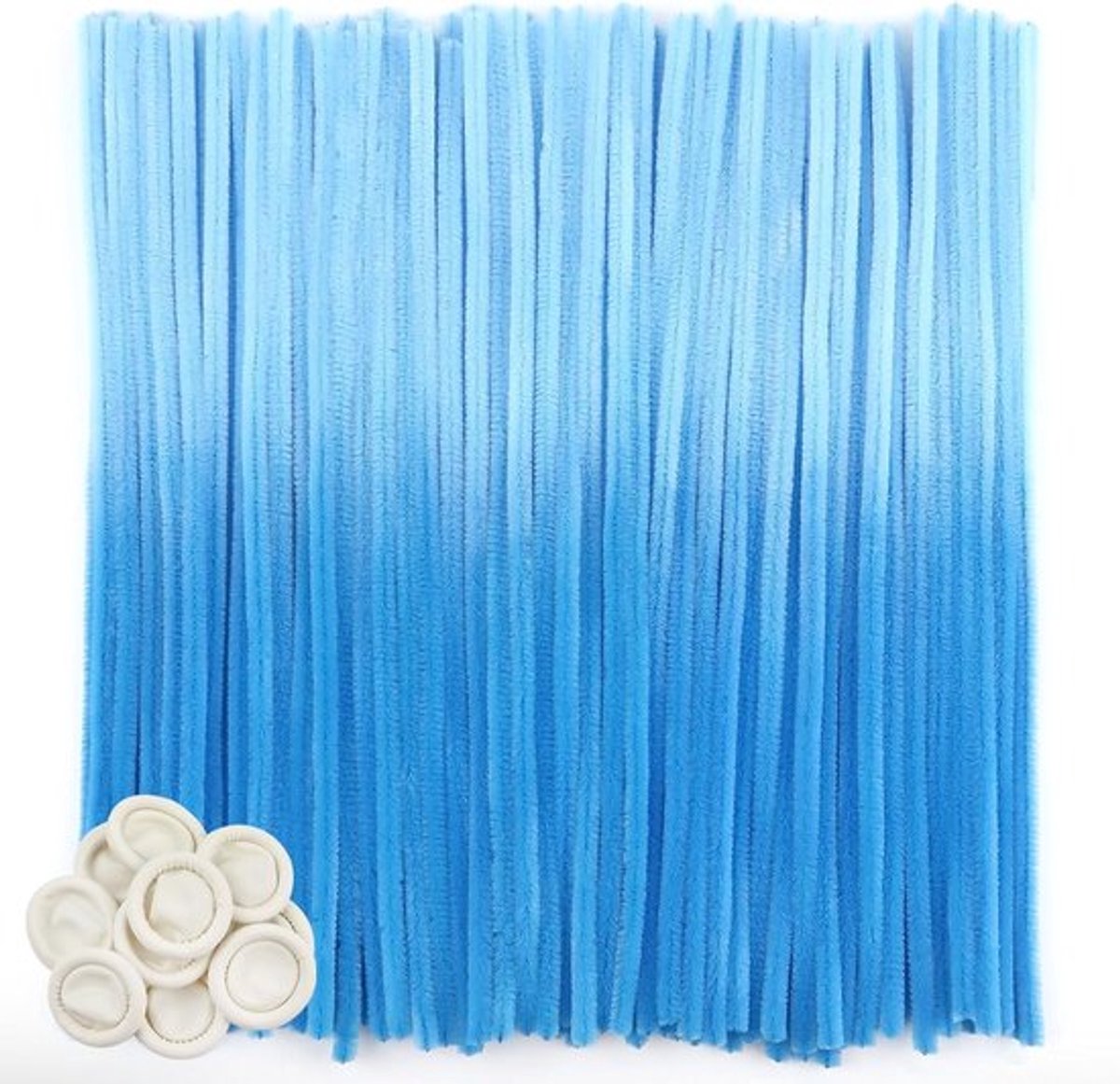 Pack van 100 Chenille Pijpenragers in Kleurverloop Blauw, 30 cm Lang en 6 mm Breed voor Creatieve Knutselprojecten en Decoratie