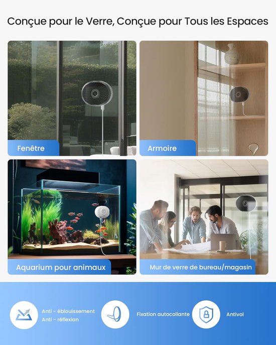 Pack 1 Binnen Bewakingscamera voor Raam - WiFi-beveiliging 2.4/5GHz - Kleuren Nachtzicht - AI-detectie van Personen/ Voertuigen — afbeelding 3
