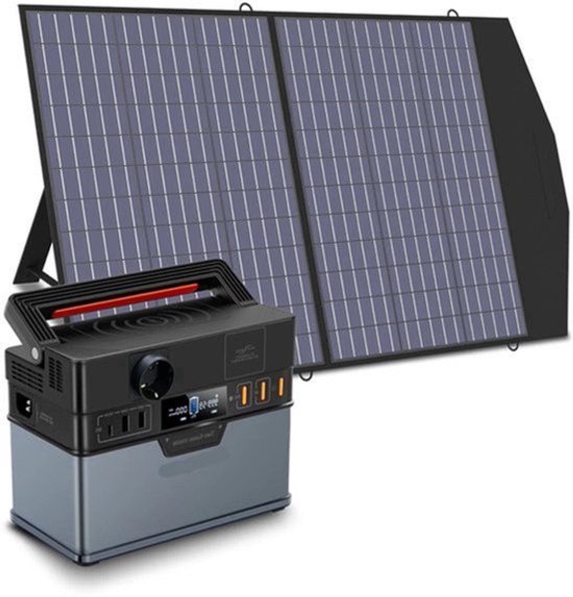 Draagbare Power Station – Mobiele Energiebron – Powerbank – Zonne-Accu – Draadloos Opladen – 288Wh Accu – Pure Sinusgolf Uitgang