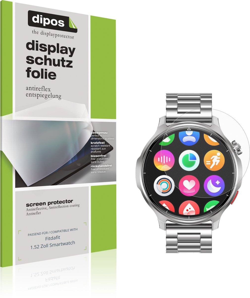 dipos – 6x Matte Beschermfolie geschikt voor Fitdafit 1.52 Zoll Smartwatch | Krasbestendige & antireflecterende Screenprotector Ultra-Thin